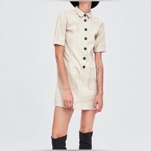 ZARA TRF Faux Leather Button Front Mini Dress | Size Medium
